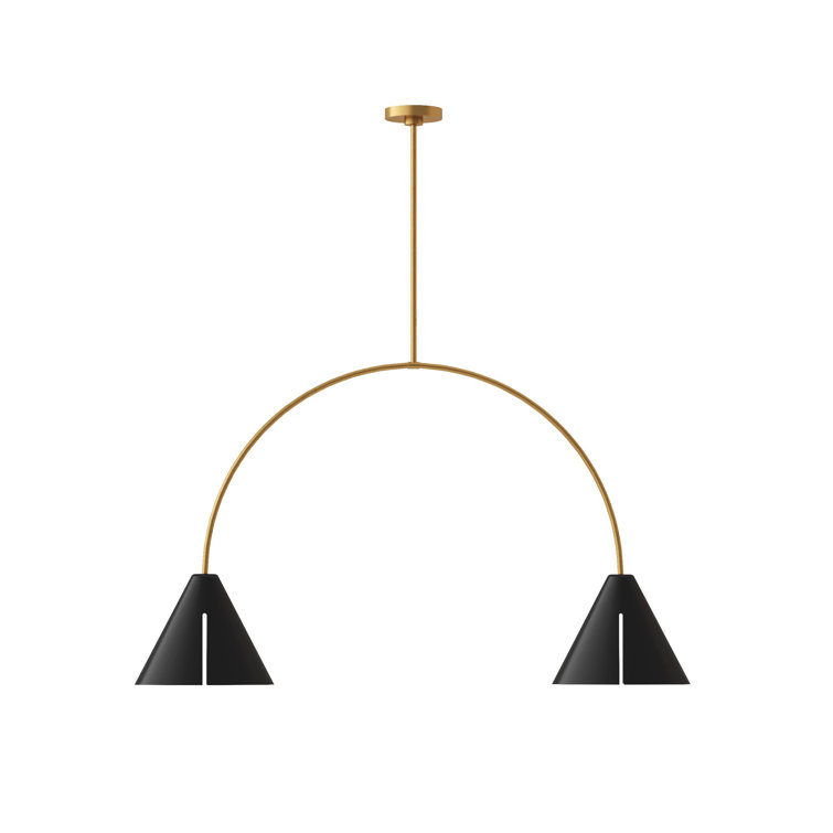 Midnight Black and Brass 2-Light Cone Chandelier