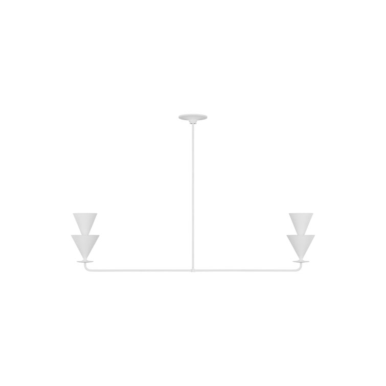 White Cast Plaster 60" Linear Chandelier with Inverted Cone Shades
