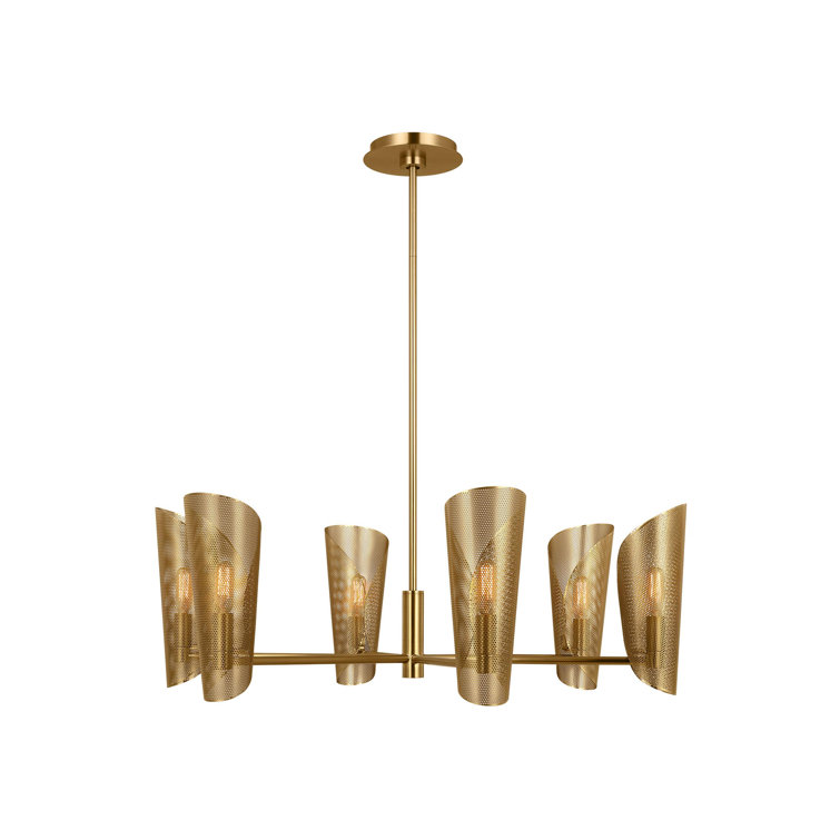 Plivot 32'' Burnished Brass 6-Light Chandelier