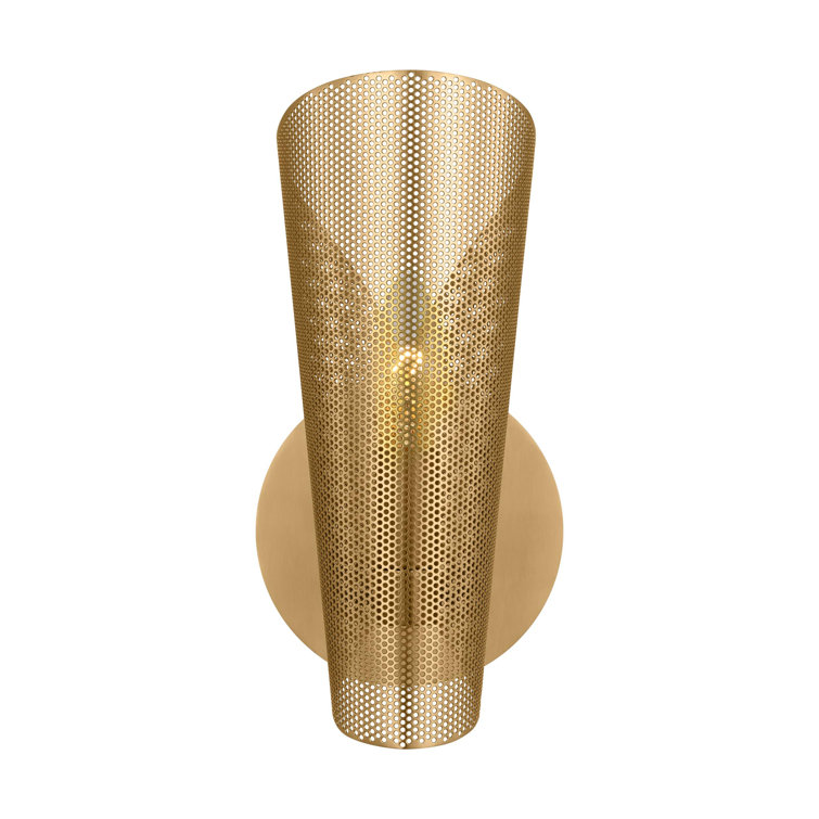 Burnished Brass Dimmable Wall Sconce with Conical Shade