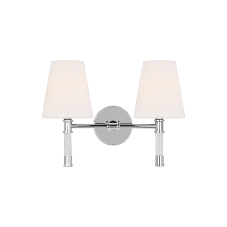 Polished Nickel 2-Light Vanity Light with Milk Glass Shades