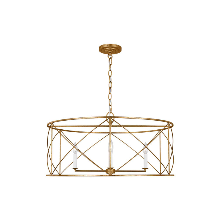 Antique Gild Brass 4-Light Candle Chandelier