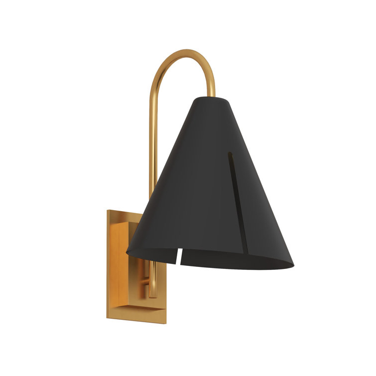 Midnight Black and Brass Outdoor Swing Arm Sconce