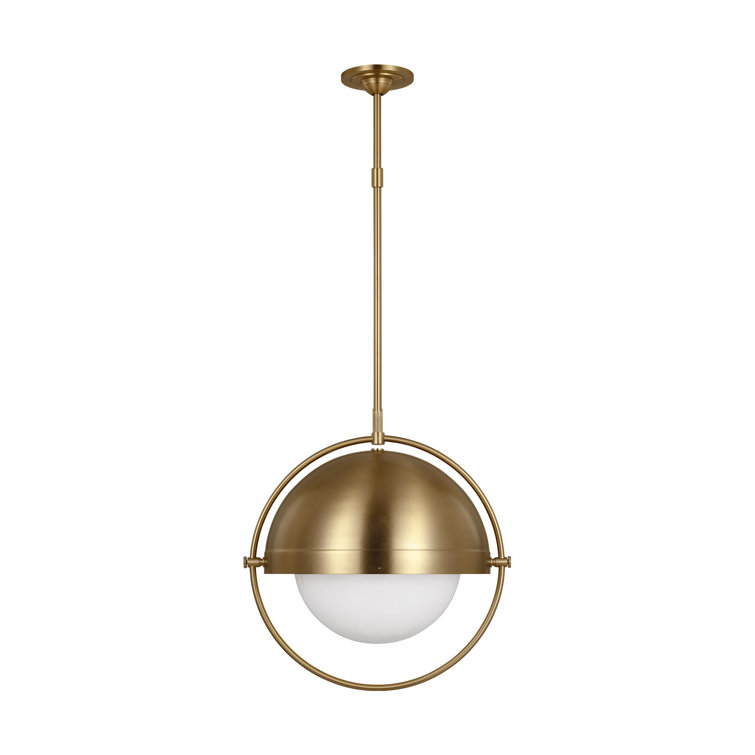 Burnished Brass Globe Pendant with Milk White Glass Shade
