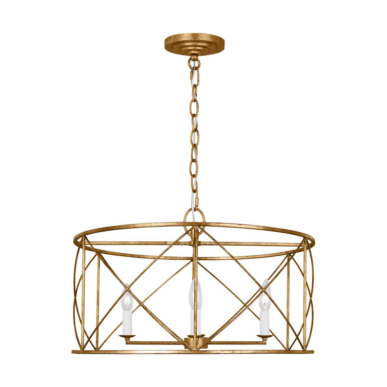 Antique Gild Brass 4-Light Candle Chandelier