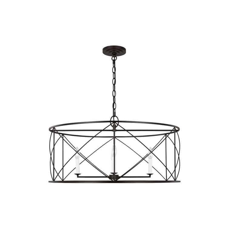 Aged Iron 4-Light Lantern Chandelier with White Candelabra