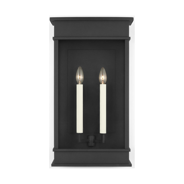 Cupertino Textured Black 2-Light Outdoor Wall Lantern