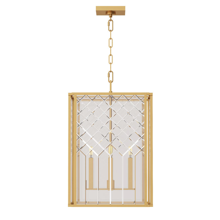 Erro Burnished Brass 4-Light Pendant with Diamond Cut Glass
