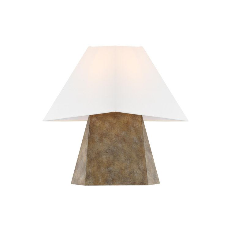 Antique Gild Metal Table Lamp with White Fabric Shade