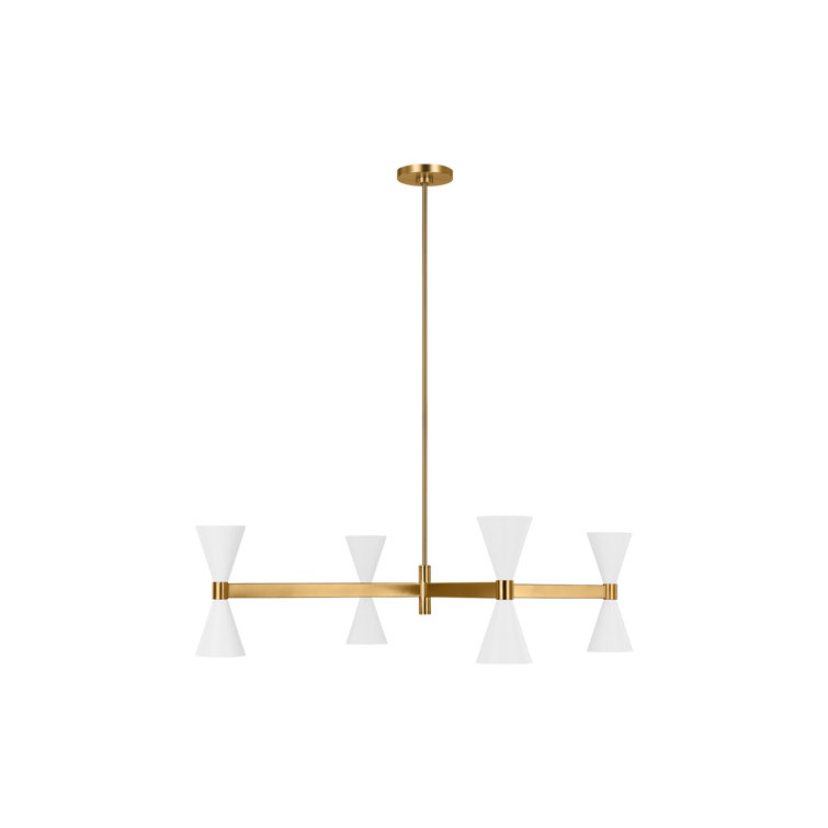 Albertine Matte White and Brass 8-Light Linear Chandelier