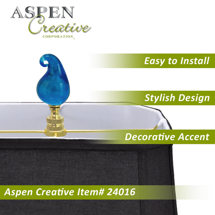 Blue Glass Lamp Finial with Brass Base, 2.5" Tall