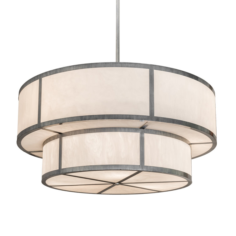 Jayne 6-Light Beige and Nickel Drum Pendant