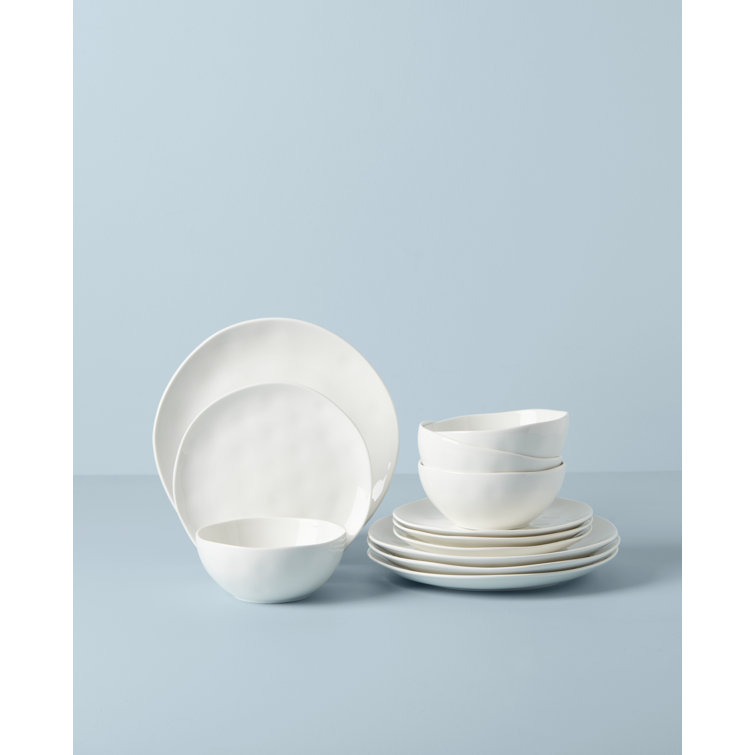 White Porcelain Minimalist 12-Piece Dinnerware Set