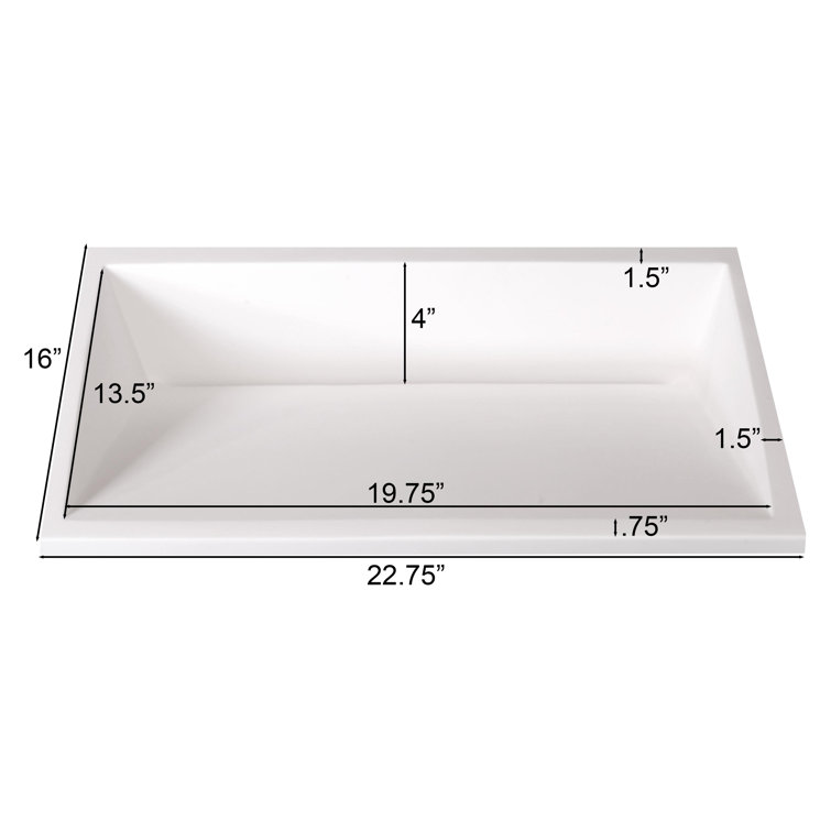 White Matte Polymarble Undermount Ramp Bathroom Sink
