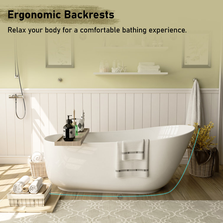 66.9'' Matte White Solid Surface Freestanding Bathtub