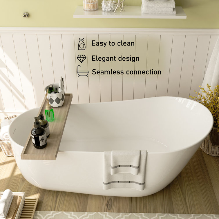 66.9'' Matte White Solid Surface Freestanding Bathtub