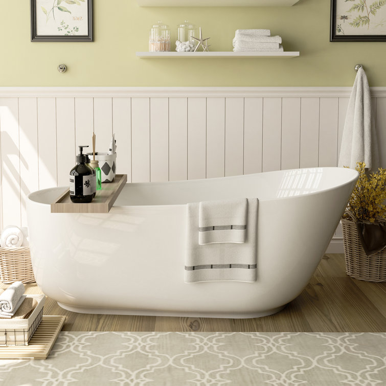 66.9'' Matte White Solid Surface Freestanding Bathtub