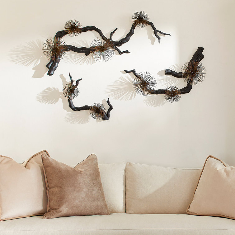 Ichiyo Black and Brass Metal Cherry Blossom Wall Decor