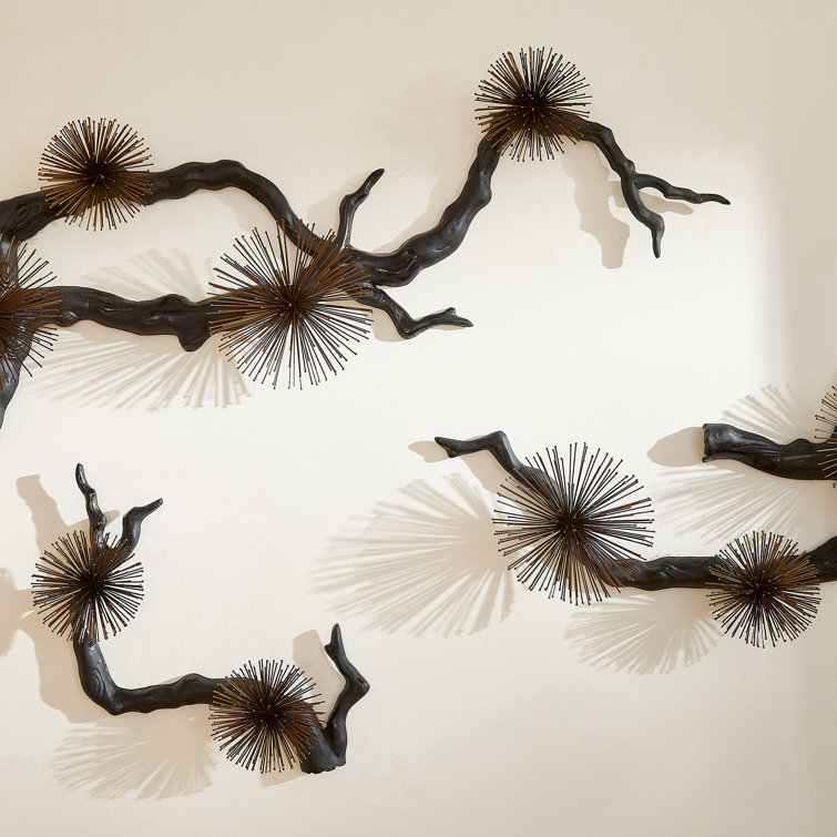 Ichiyo Black and Brass Metal Cherry Blossom Wall Decor