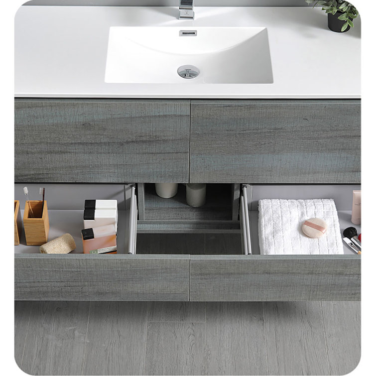 Catania 60" Gray Wall Mount Single Bathroom Vanity Cabinet