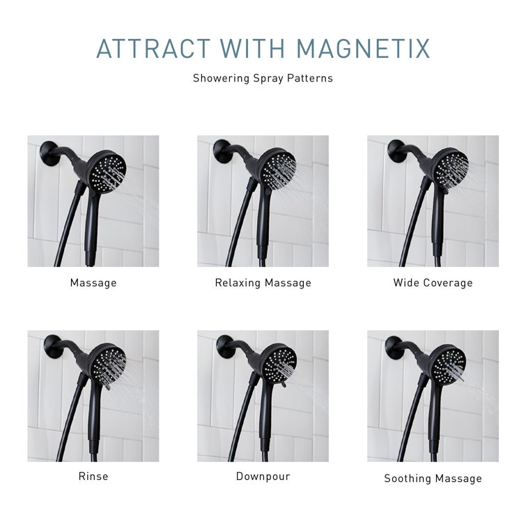 Matte Black Multi-Function Handheld Shower Head with Magnetic Docking