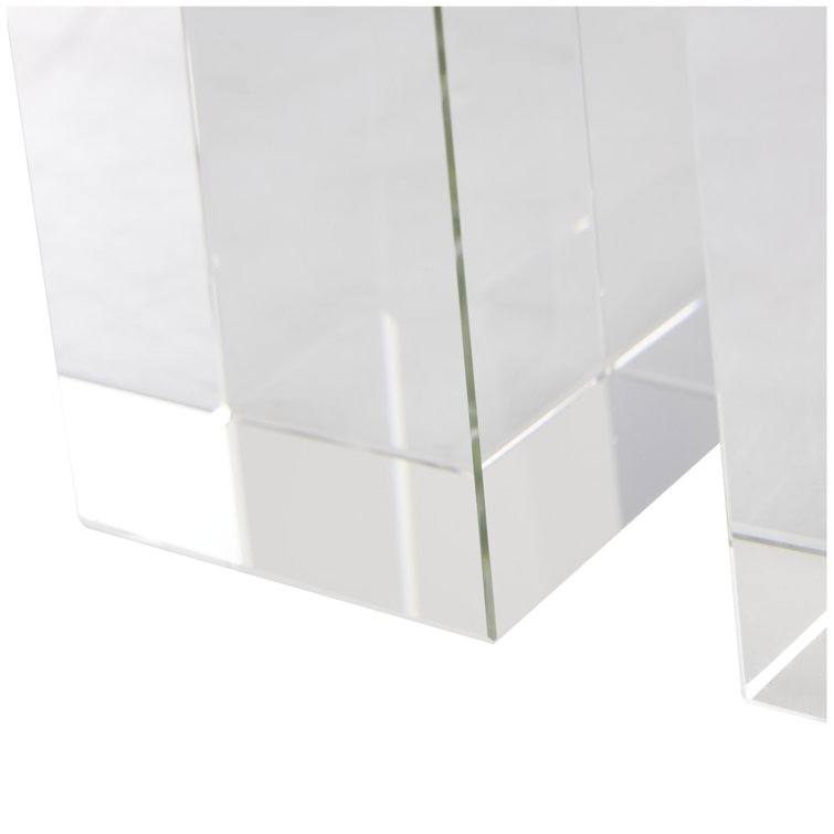 Clear Glass Arched Non-Skid Bookends Set
