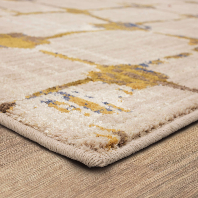 Artisan Mirage Abstract Blue and Gold Area Rug, 5'3" x 7'10"