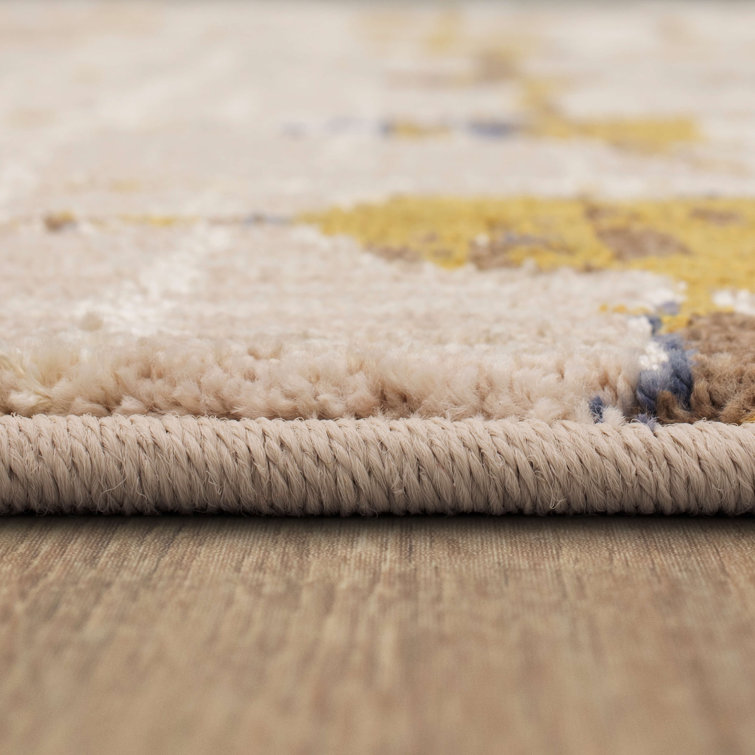 Artisan Mirage Abstract Blue and Gold Area Rug, 5'3" x 7'10"