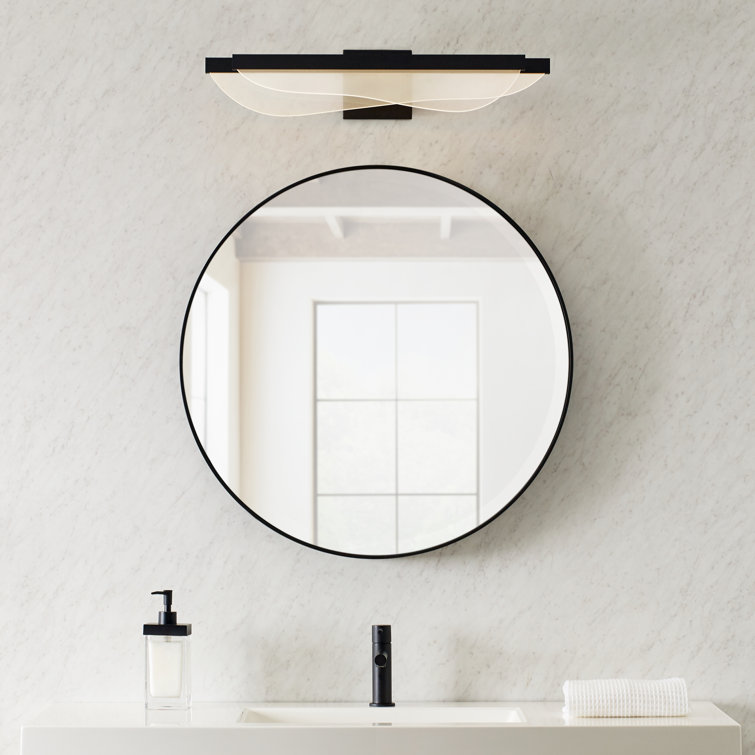 Nyra 25" Nightshade Black LED Bath Bar with Acrylic Shade