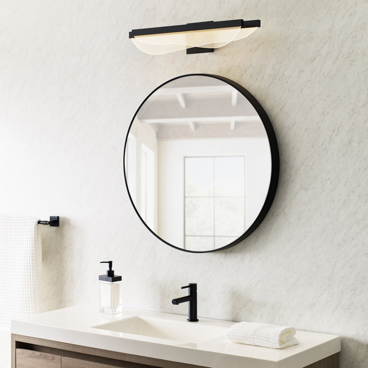 Nyra 25" Nightshade Black LED Bath Bar with Acrylic Shade