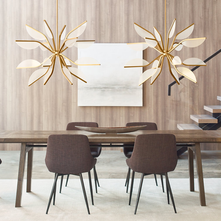 Natural Brass Globe LED Chandelier with Petal Shades