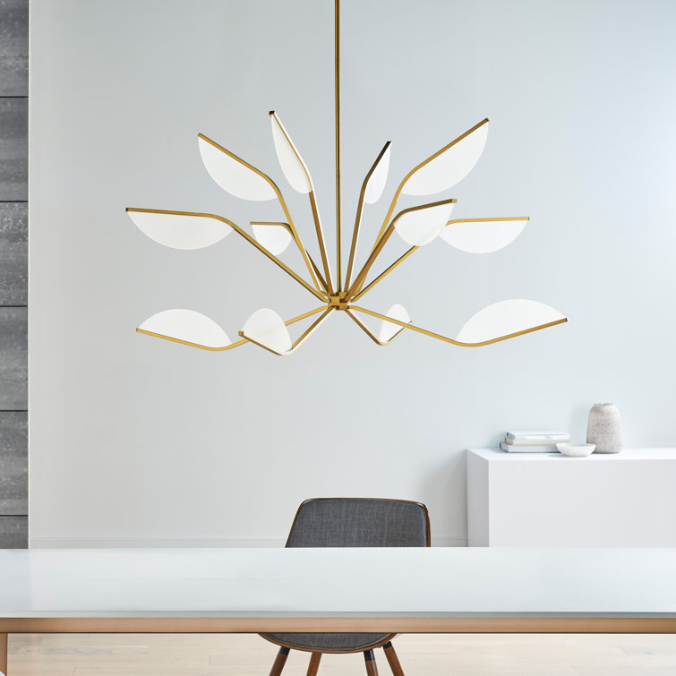 Natural Brass and Acrylic Lotus Flower Chandelier