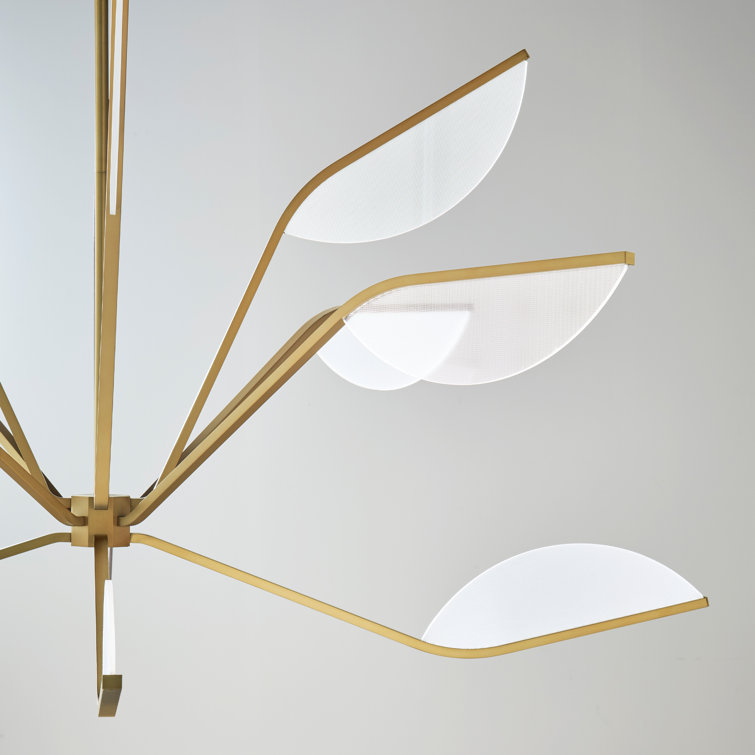 Natural Brass and Acrylic Lotus Flower Chandelier