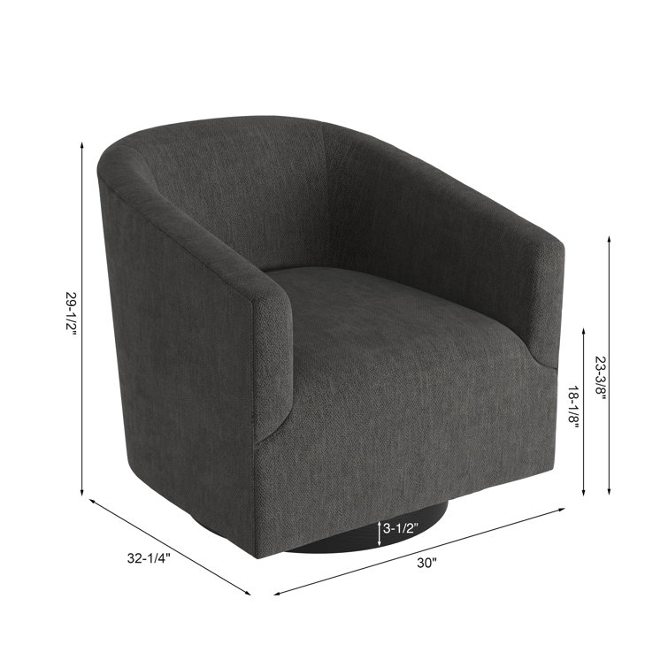 Donovan Charcoal Wood and Faux Leather Swivel Barrel Chair