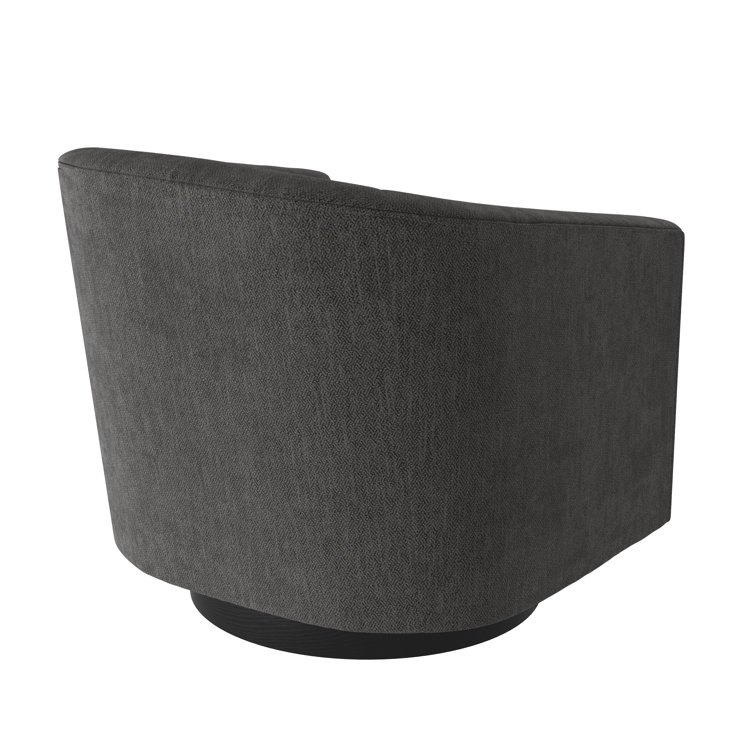 Donovan Charcoal Wood and Faux Leather Swivel Barrel Chair