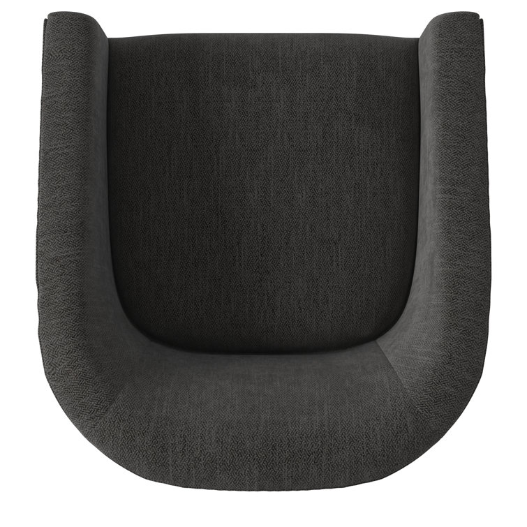 Donovan Charcoal Wood and Faux Leather Swivel Barrel Chair