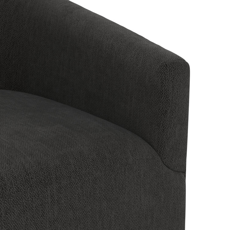 Donovan Charcoal Wood and Faux Leather Swivel Barrel Chair