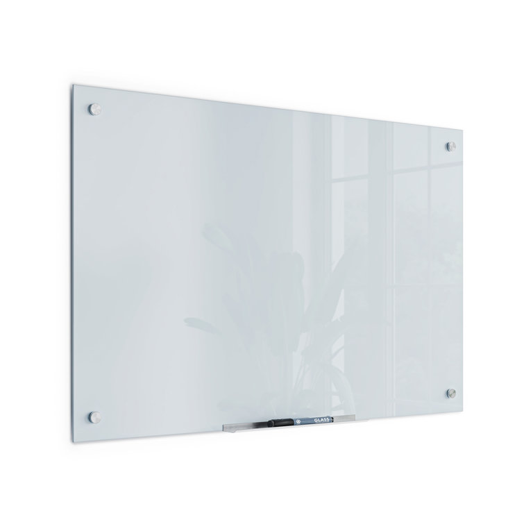 Frosted White 36" x 24" Tempered Glass Frameless Whiteboard