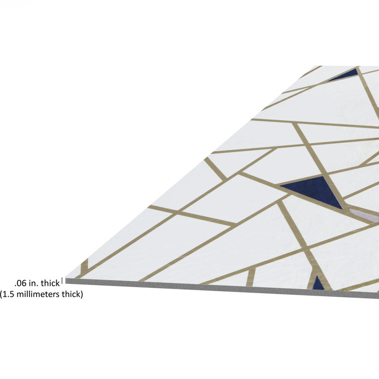 Edge Pattern Blue and Cream 12-Inch Vinyl Floor Tiles