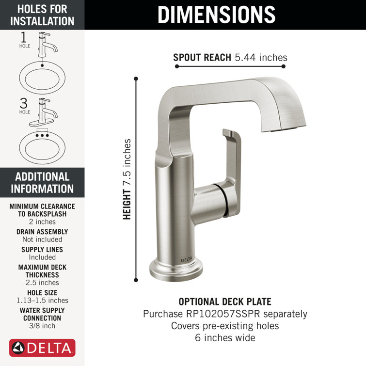 Tetra Brushed Nickel Single Handle Bathroom Faucet