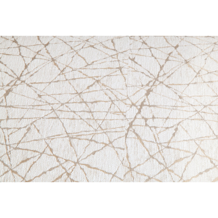 Tayden Beige Velvet Geometric Accent Chair with Black Base