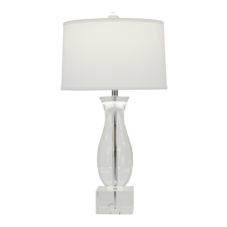 White Silk Shade Crystal Table Lamp