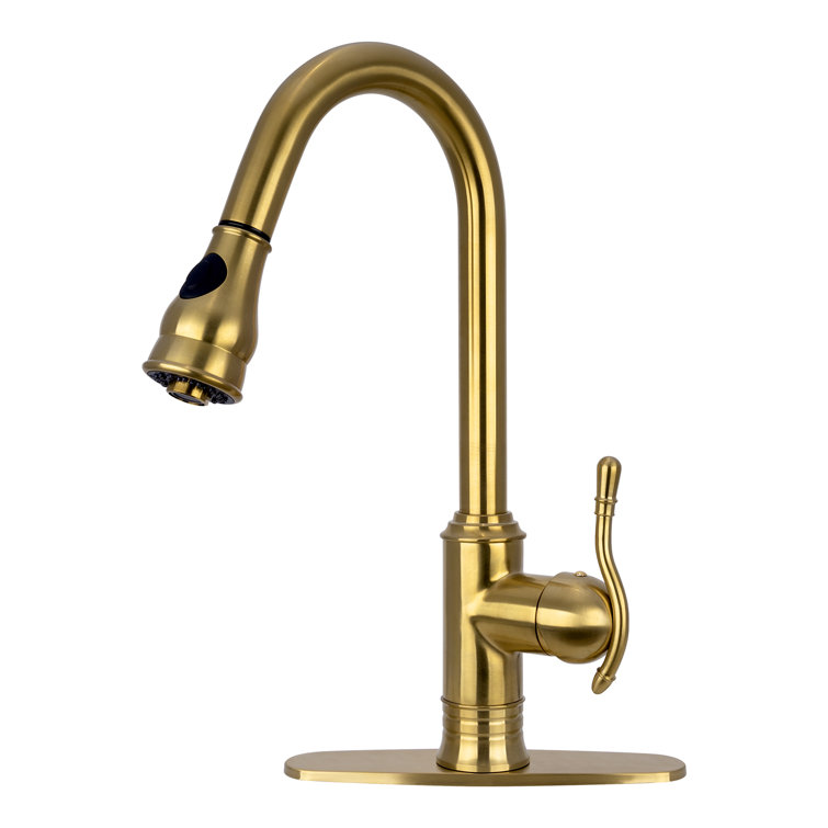 Brass Gold Single Handle Pull-Down Kitchen Faucet