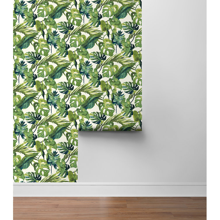 Aloe Green Tropical Vinyl Peel and Stick Wallpaper Roll