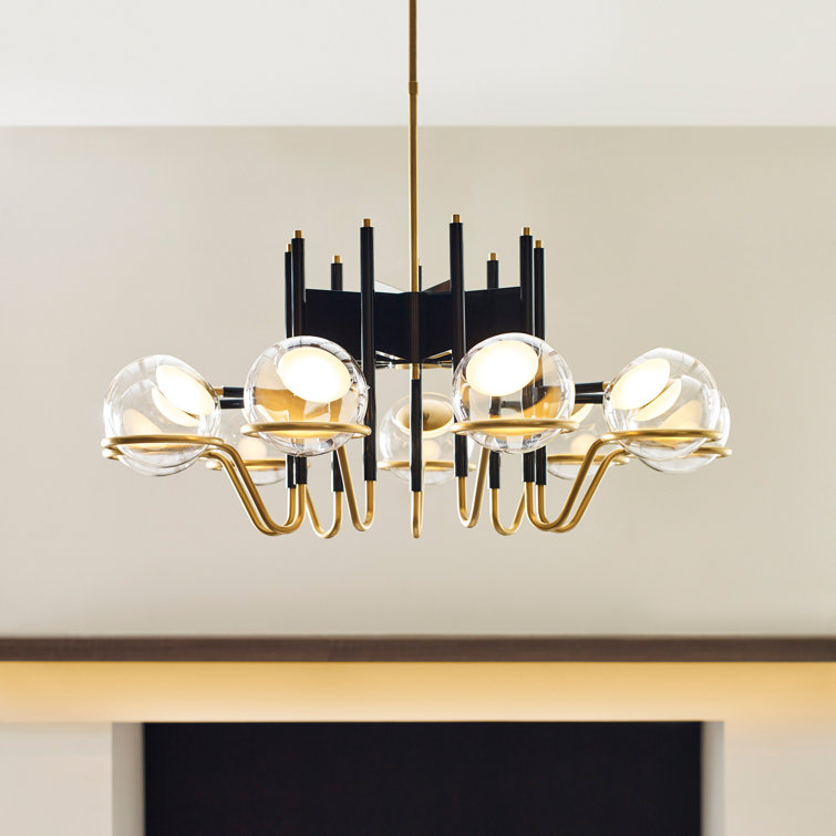 Crosby Glossy Black 37.7" LED Chandelier with Clear Glass Globes