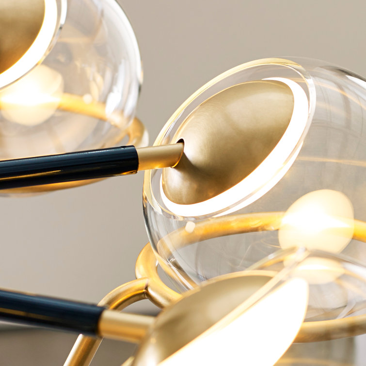 Crosby Glossy Black 37.7" LED Chandelier with Clear Glass Globes