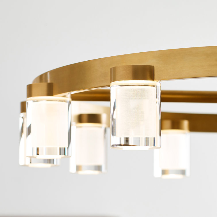 Esfera Elegance 32" Brass and Crystal LED Chandelier