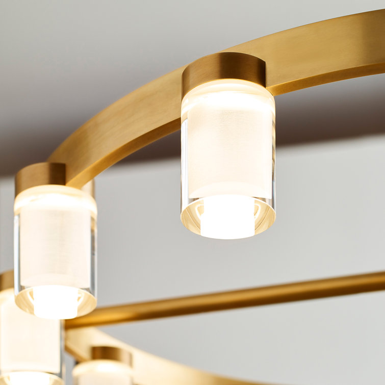 Esfera Elegance 32" Brass and Crystal LED Chandelier