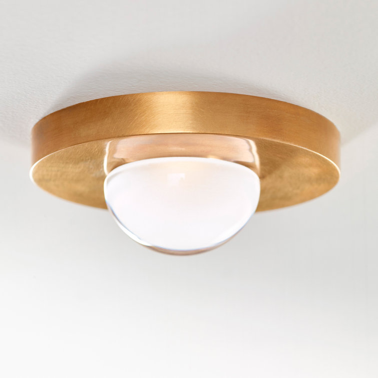 Ebell Modern LED Flush Mount in Natural Brass with Domed Glass