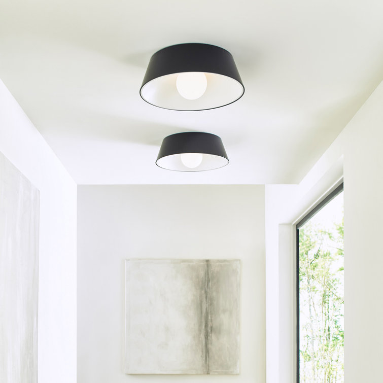 Matte Black Glass LED Drum Indoor/Outdoor Flush Mount